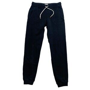 MATE the Label Front Seam Jogger Womens S Black Fleece Pockets Drawstring USA